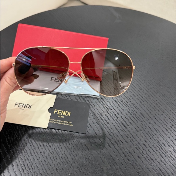 Fendi Rose Gold Aviator Sunglasses main image 5